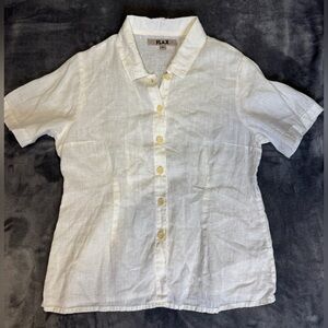 Flax Off White Linen Short Sleeve Shirt size 0-4